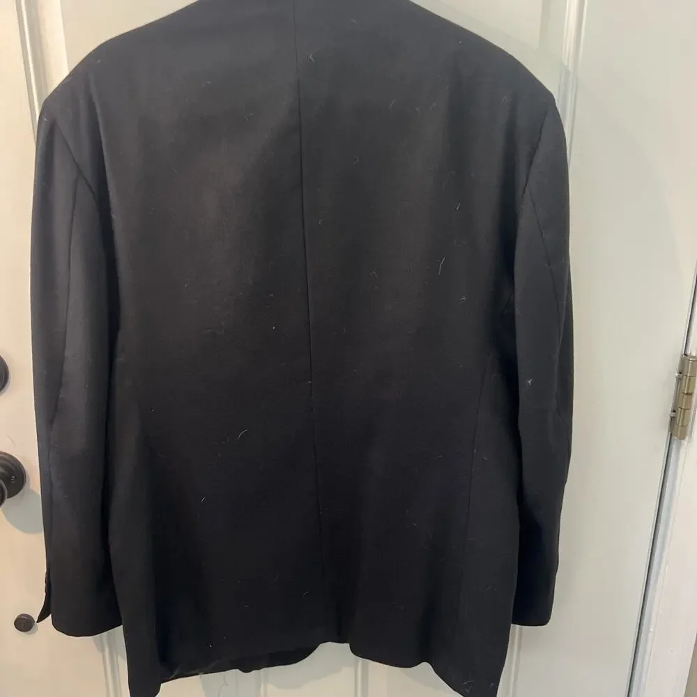 Alfani Mens Suit Jacket Blazer 44 R Black Solid Made In USA Vintage Macys